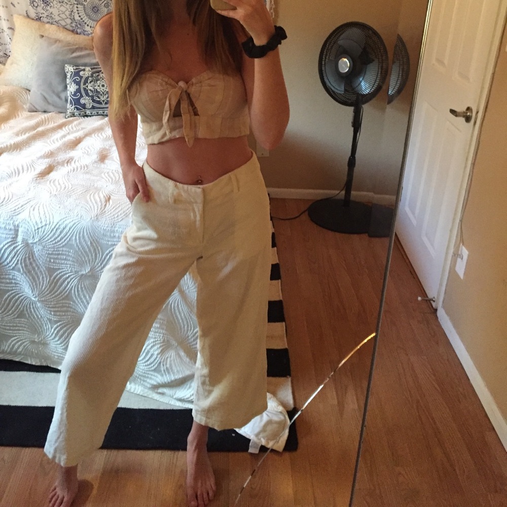 White wide leg pants